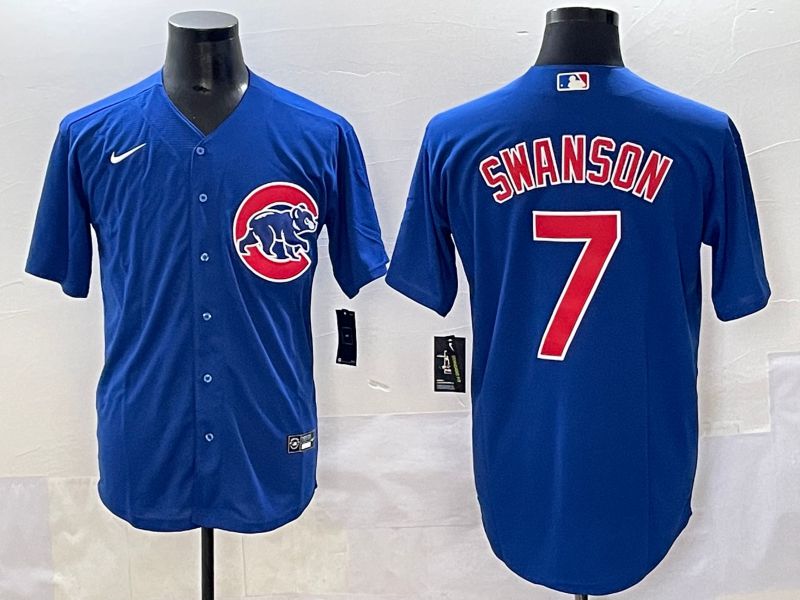 Men 2025 Chicago Cubs #7 Swanson Blue Game Nike MLB Jersey style 7->chicago cubs->MLB Jersey